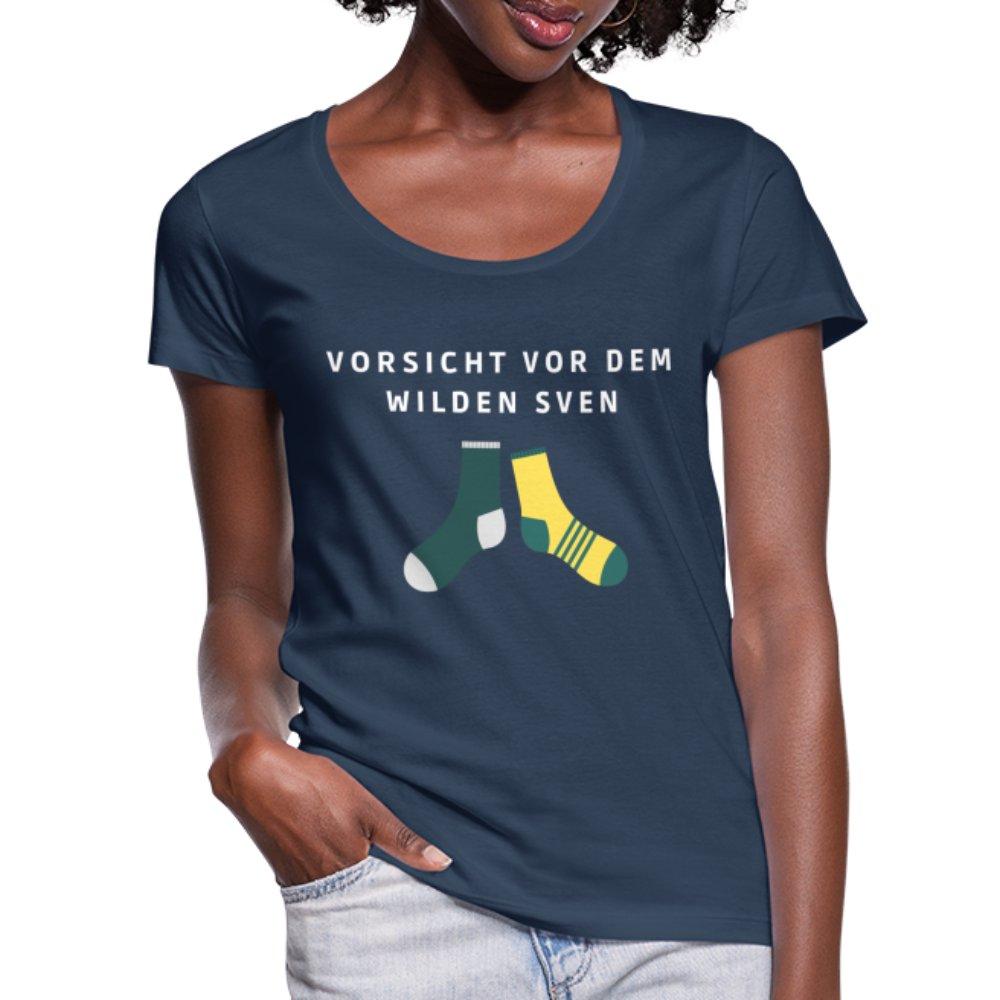 Wilder Sven Damen T-Shirt mit U-Ausschnitt - Navy
