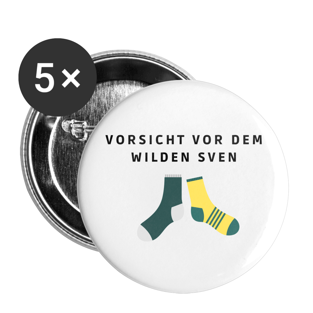 Wilder Sven Buttons klein 25 mm (5er Pack) - Weiß