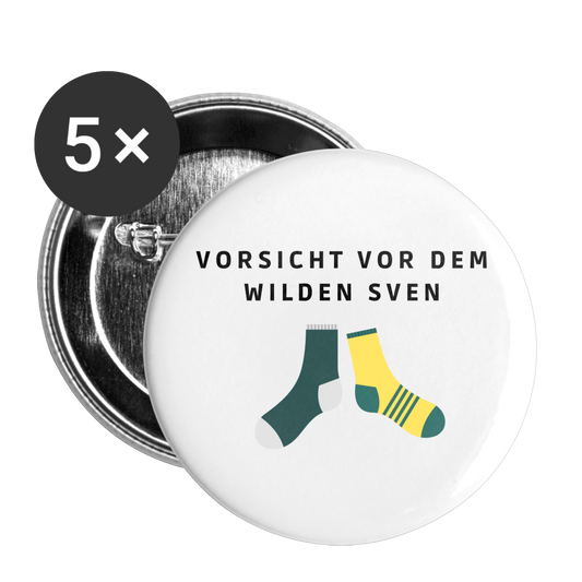 Wilder Sven Buttons klein 25 mm (5er Pack) - Weiß