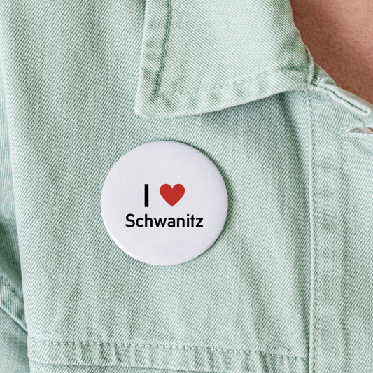 I love Schwanitz Buttons groß 56 mm (5er Pack) - Weiß
