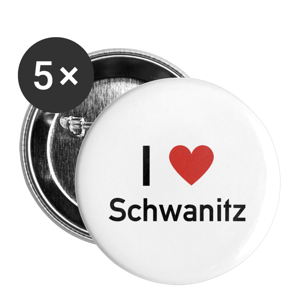 I love Schwanitz Buttons klein 25 mm (5er Pack) - Weiß