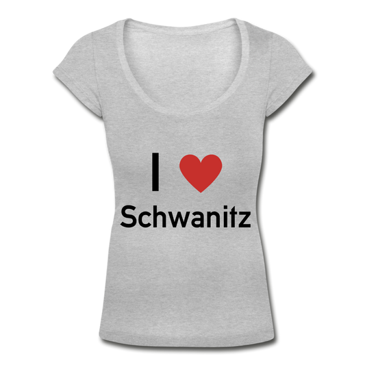 I LOVE SCHWANITZ DAMEN SHIRT MIT U-AUSSCHNITT - Grau meliert