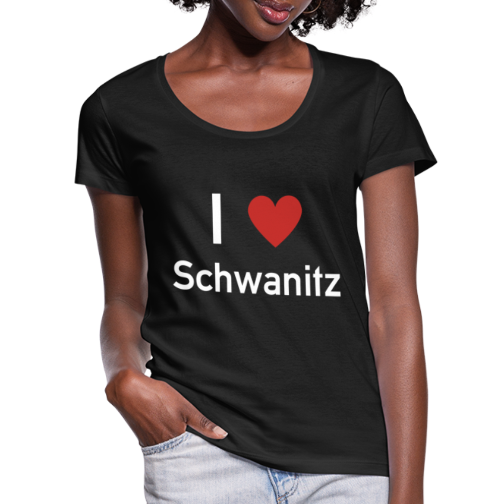 I LOVE SCHWANITZ DAMEN SHIRT MIT U-AUSSCHNITT - Schwarz