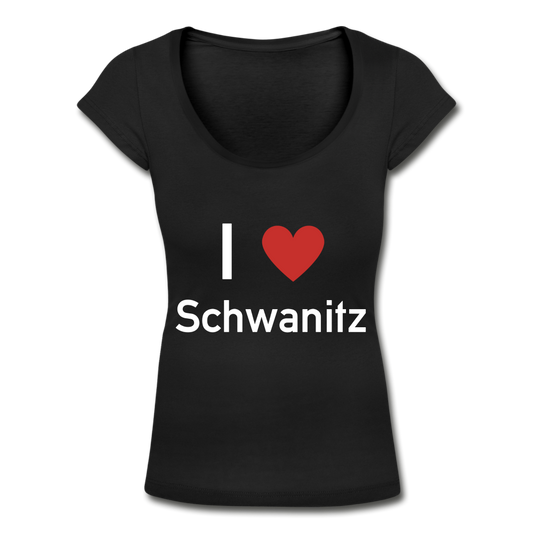 I LOVE SCHWANITZ DAMEN SHIRT MIT U-AUSSCHNITT - Schwarz