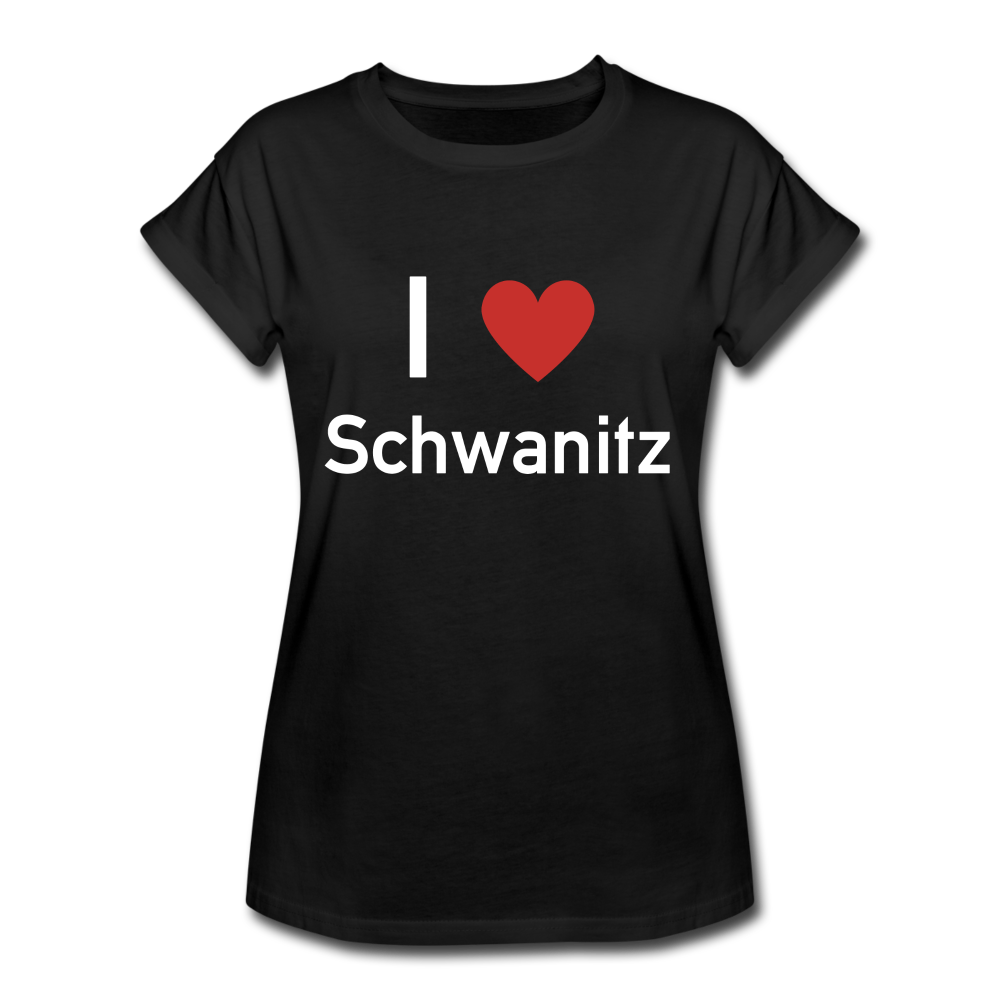 I love Schwanitz Damen Oversize T-Shirt - Schwarz