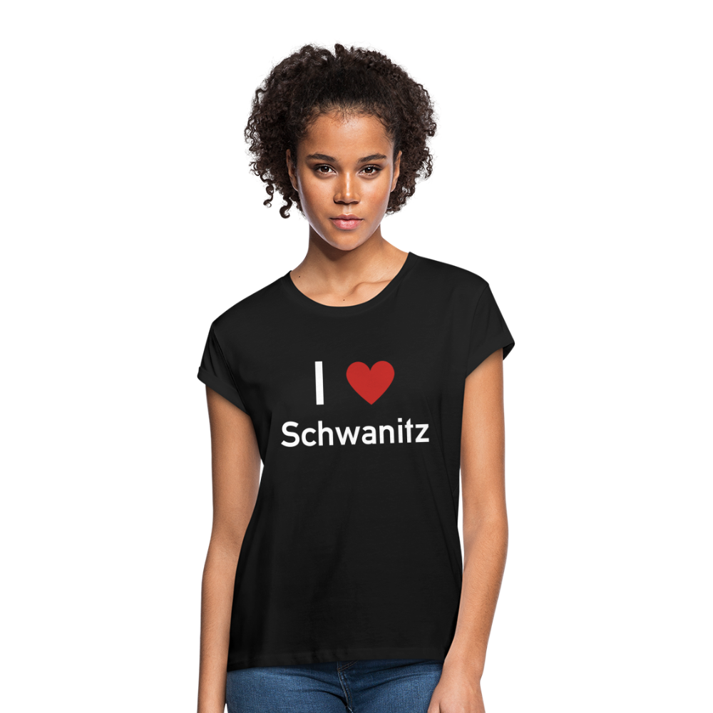 I love Schwanitz Damen Oversize T-Shirt - Schwarz