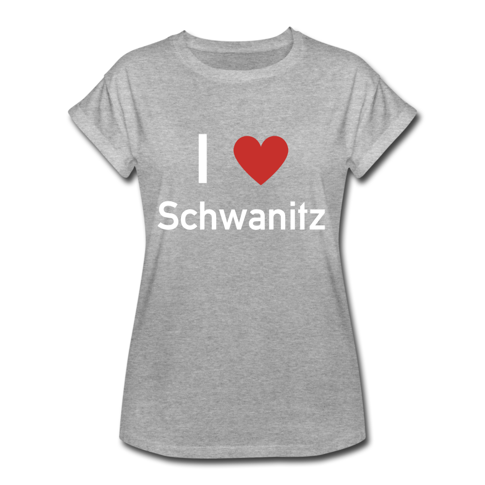I love Schwanitz Damen Oversize T-Shirt - Grau meliert
