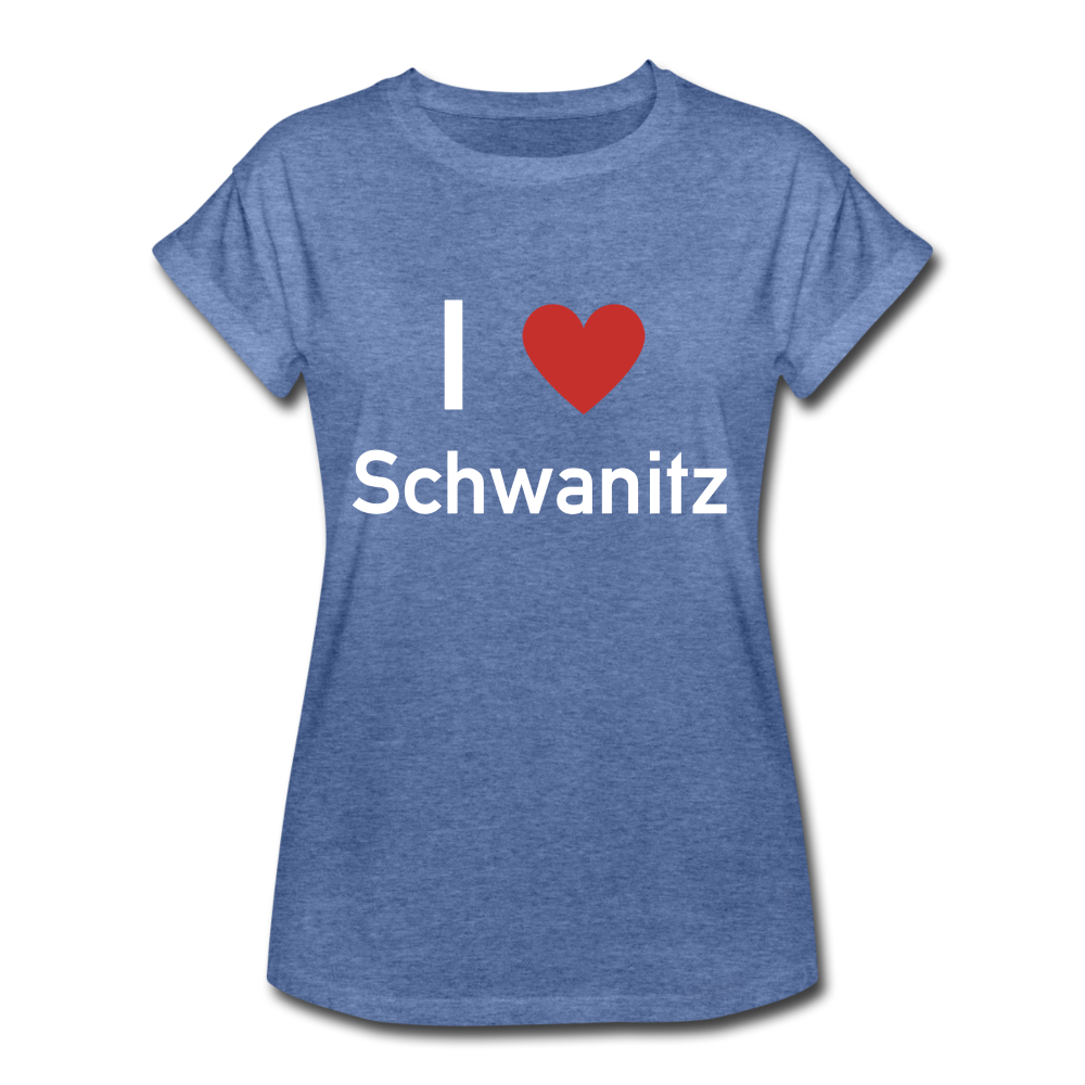 I love Schwanitz Damen Oversize T-Shirt - Denim meliert