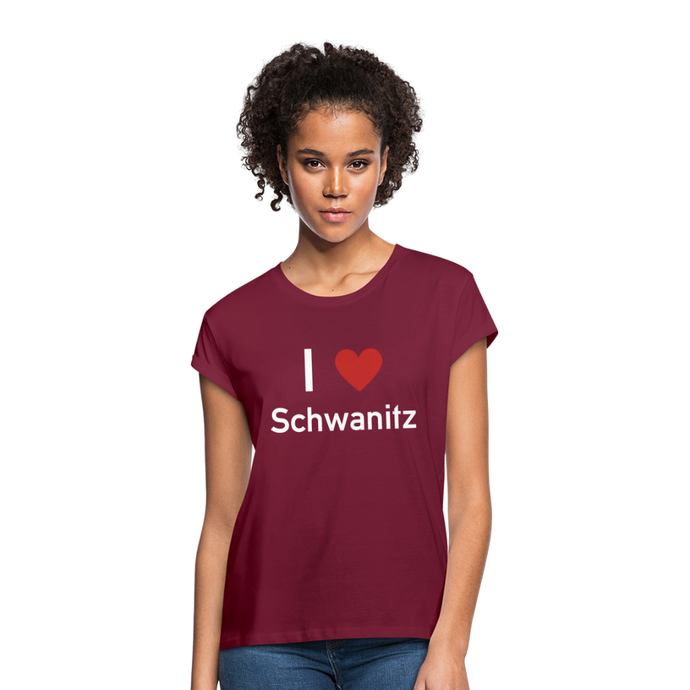 I LOVE SCHWANITZ DAMEN OVERSIZE SHIRT - Bordeaux