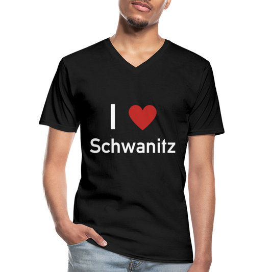 I LOVE SCHWANITZ HERREN SCHIRT MIT V-AUSSCHNITT - Schwarz