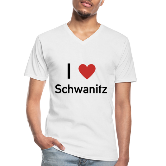 I LOVE SCHWANITZ HERREN SHIRT MIT V-AUSSCHNITT - Weiß