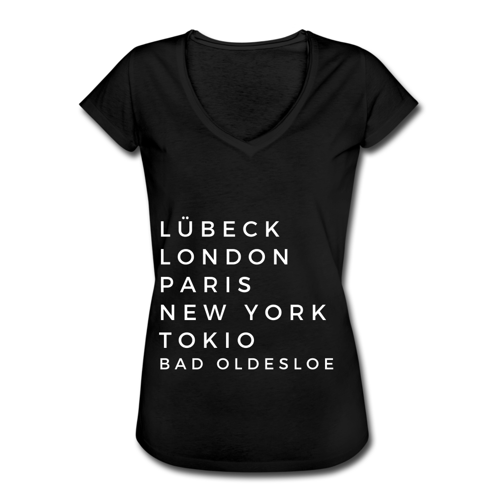 Bad Oldesloe Damen Vintage T-Shirt - Schwarz