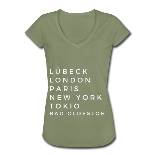 Bad Oldesloe Damen Vintage T-Shirt - Oliv