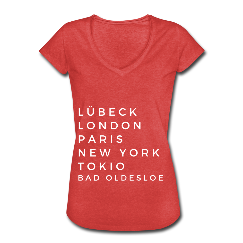 Bad Oldesloe Damen Vintage T-Shirt - Rot meliert