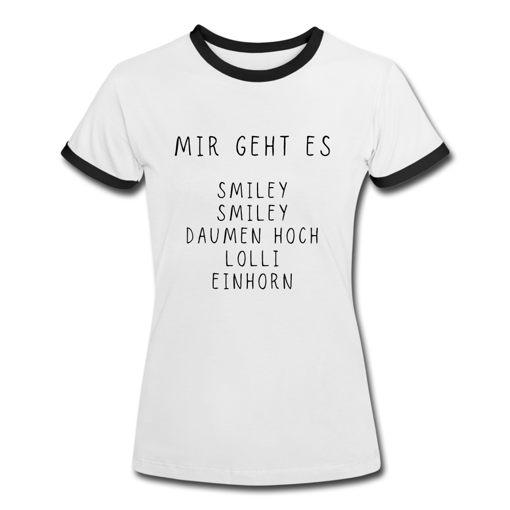 Smiley Damen Kontrast-T-Shirt - Weiß/Schwarz
