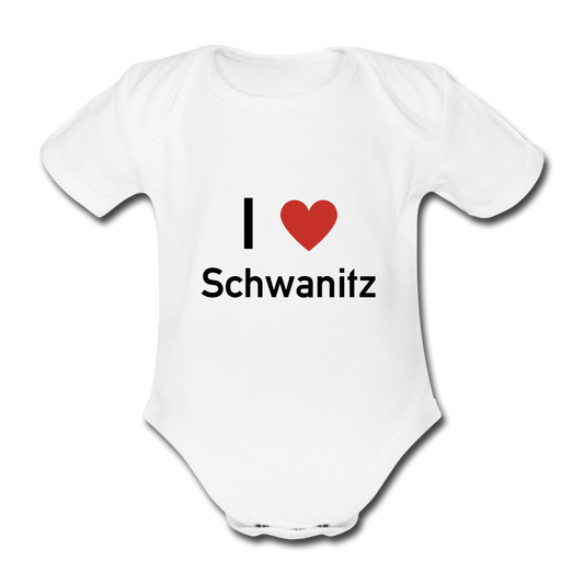 I love Schwanitz Baby-Kurzarm-Body - Weiß