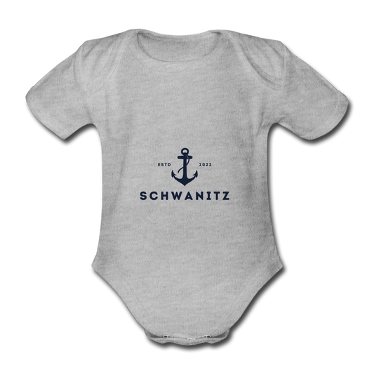 Schwanitz Baby-Kurzarm-Body - Grau meliert